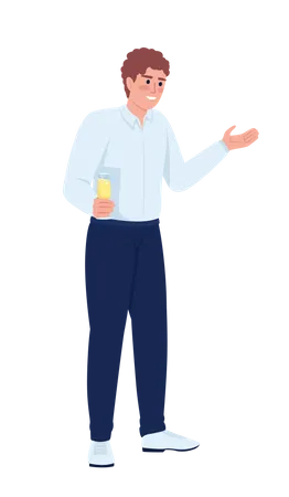 Male speech giver with sparkling wine glass  Illustration