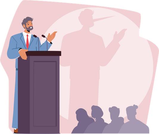Male Stand On Podium  Illustration