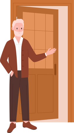 Male Standing At Door  Illustration