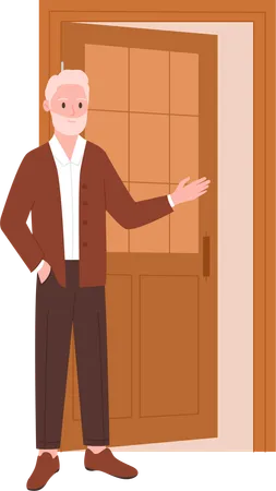 Male Standing At Door  Illustration