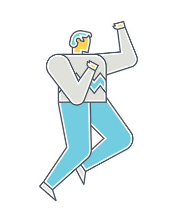 Male standing in boxing pose Illustration