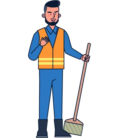 Male street cleaning worker  Illustration