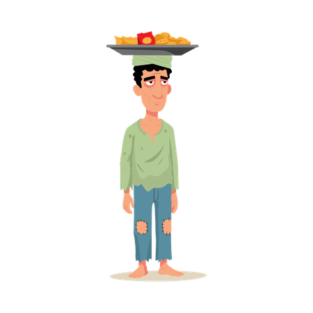 Male Street Food Seller  Illustration