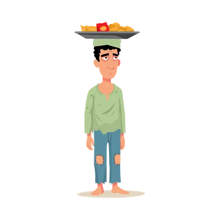 Male Street Food Seller  Illustration