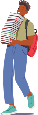 Male Student Carry Books  Illustration