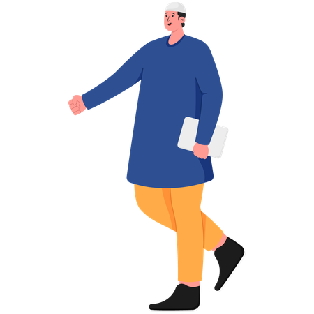 Male Student Carrying a Laptop  Illustration