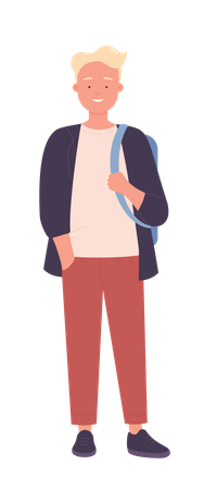 Male student carrying bag  イラスト