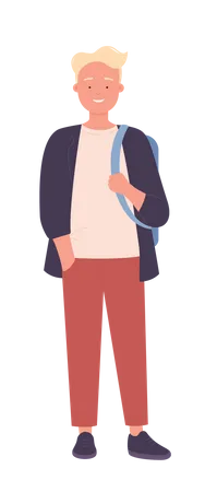 Male student carrying bag  イラスト