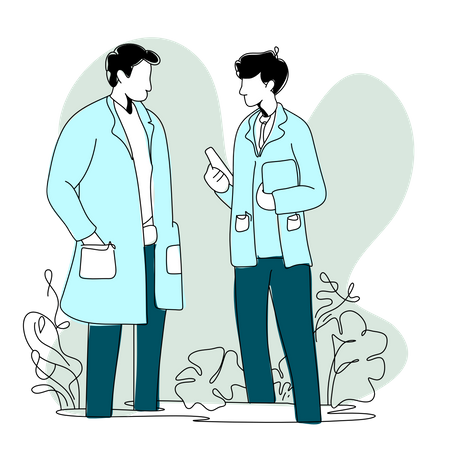 Male student discuss with medical professor  Illustration