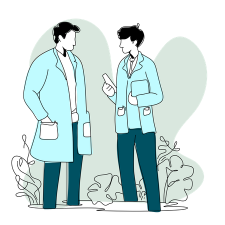 Male student discuss with medical professor  Illustration