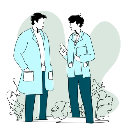 Male student discuss with medical professor  Illustration