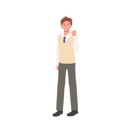 Male student doing victory pose  Illustration