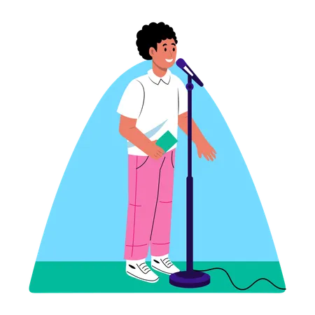 Male Student giving education speech  Illustration