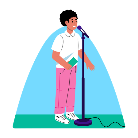 Male Student giving education speech  Illustration
