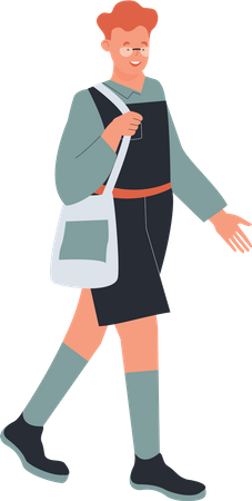 Male student going to school  Illustration