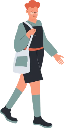 Male student going to school  Illustration