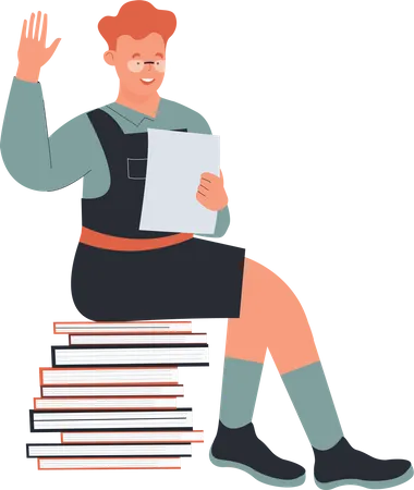 Male student holding blank paper  Illustration