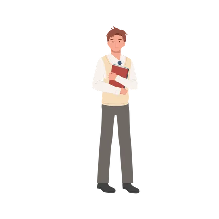 Male student holding book  Illustration