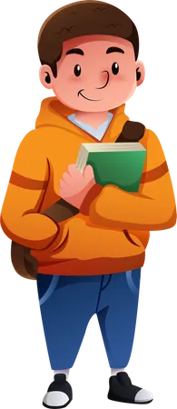 Male student holding book  Illustration