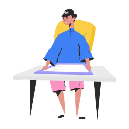 Male Student in classroom  Illustration
