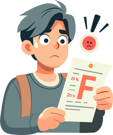 Male student shocked when he received an F  Illustration