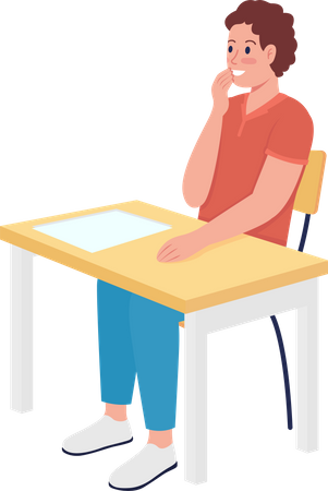 Male student sitting on bench Illustration