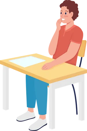 Male student sitting on bench  Illustration
