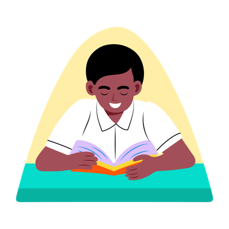 Male student Studying at home  Illustration