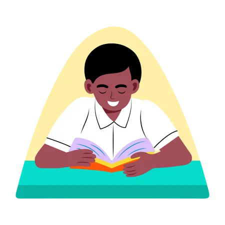 Male student Studying at home  Illustration