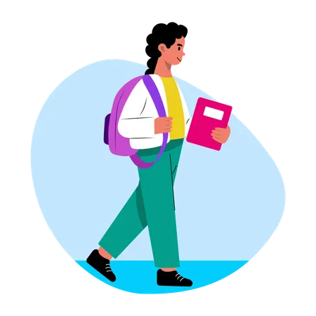 Male student walking and going to school  Illustration