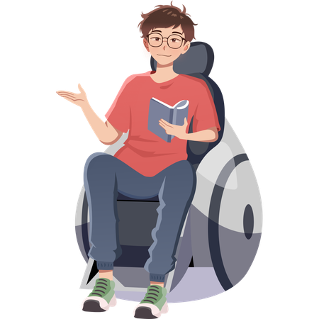 Male Student Who Uses Wheelchair  Illustration