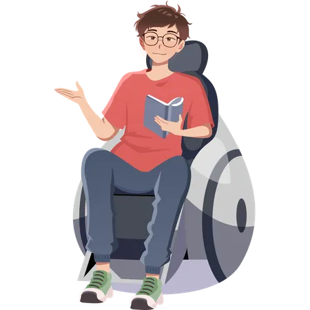 Male Student Who Uses Wheelchair  Illustration