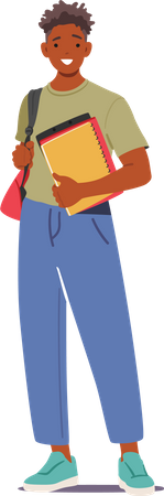 Male student With Backpack And Books  Illustration
