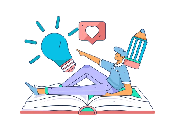 Male student with bright idea  Illustration