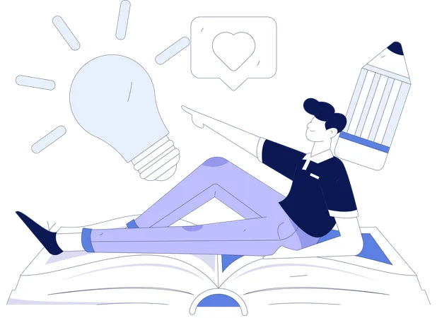 Male student with bright idea  Illustration