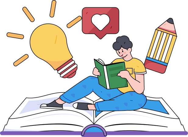 Male student with bright idea  Illustration