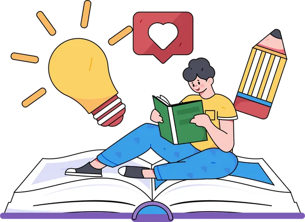 Male student with bright idea  Illustration