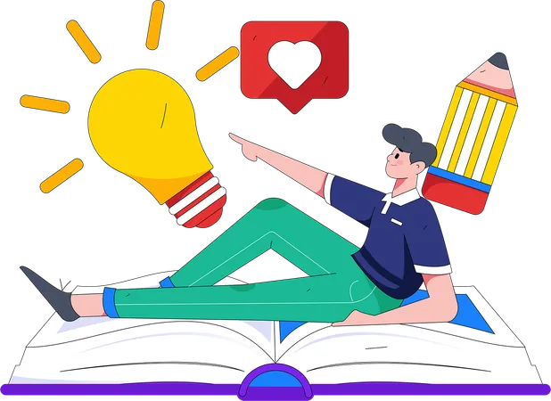 Male student with bright idea  Illustration