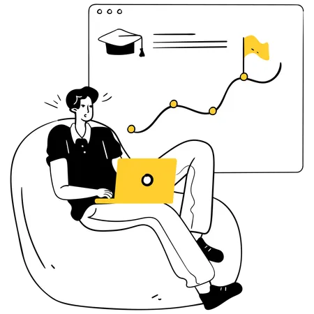 Male student with education Progress Tracking  Illustration