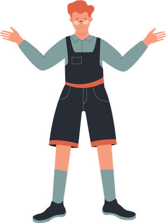 Male student with wide open hands  Illustration