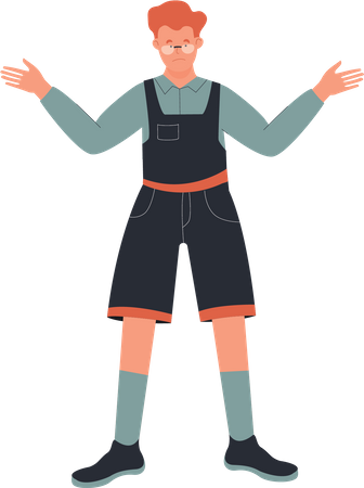 Male student with wide open hands  Illustration