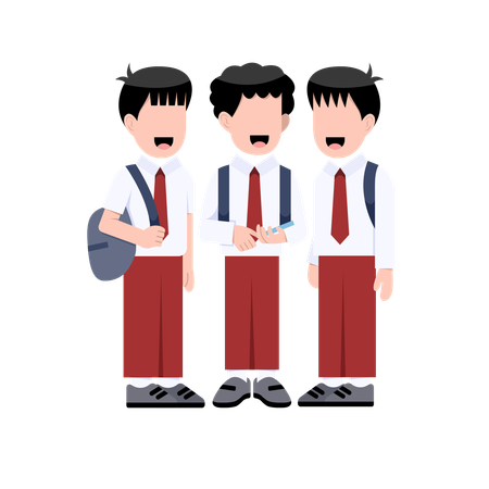 Male Students Of Indonesian Elementary School  Illustration