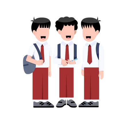 Male Students Of Indonesian Elementary School  Illustration