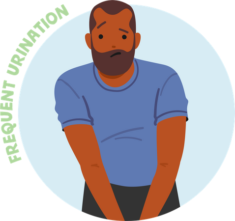 Male Suffering Of Increased Urination  Illustration