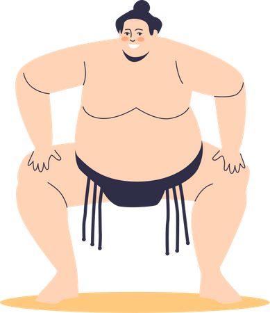 Male sumo fighter ready for competition Illustration