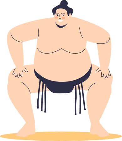 Male sumo fighter ready for competition  Illustration