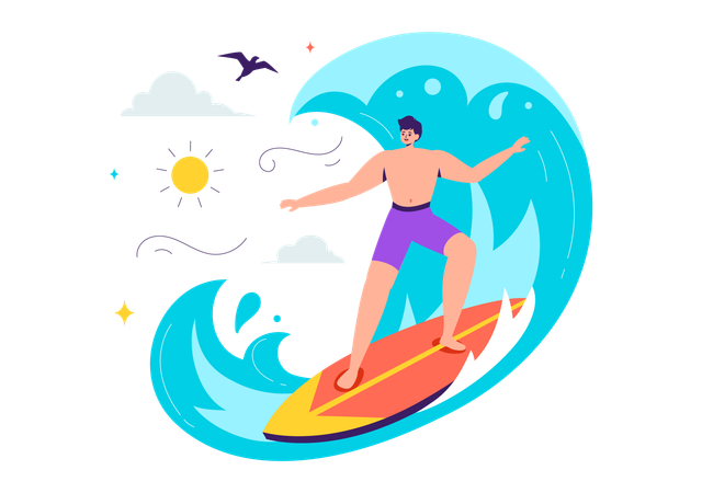 Male Surfer  Illustration