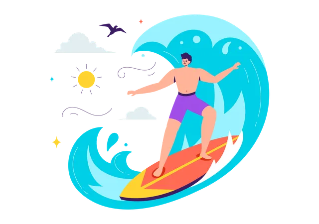 Male Surfer  Illustration