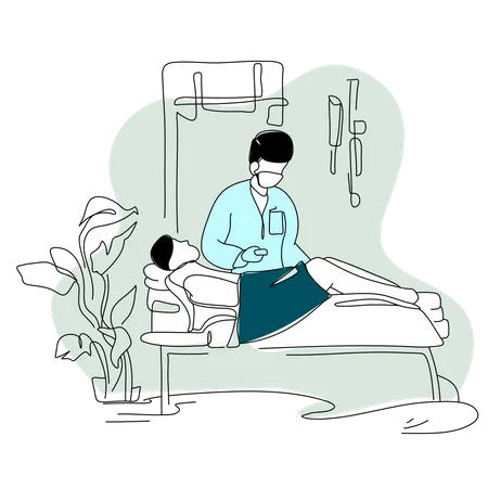 Male surgeon doing operation  Illustration