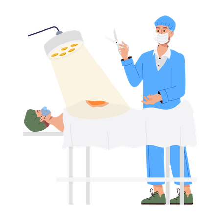 Male surgeon doing Surgery in operation theatre  Illustration